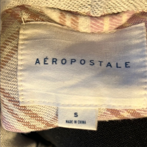 Aeropostale Hooded Pink and Cream Plaid Utility Jacket S - Picture 3 of 3